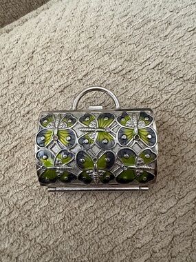Judith Leiber Silver-Tone Mini Purse Pillbox